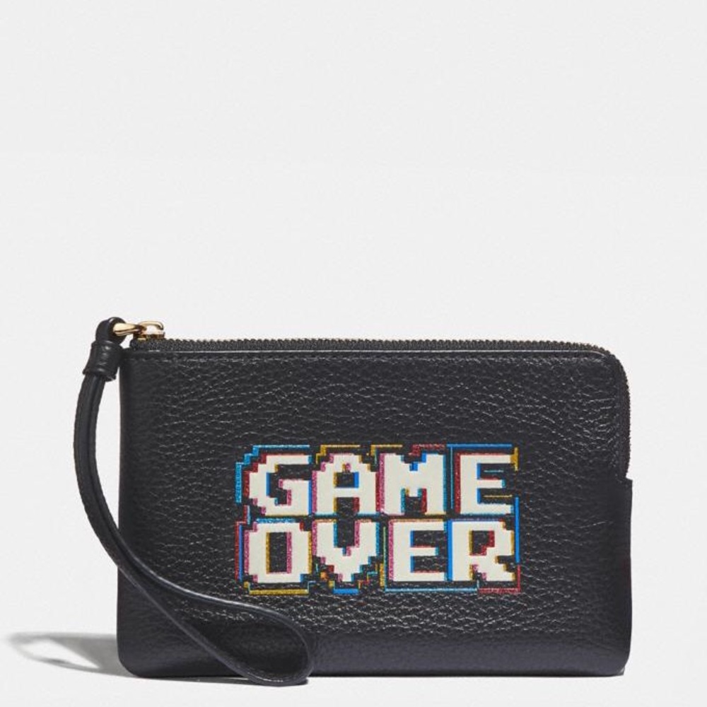 COACH Pac-Man GAME OVER Corner Zip
